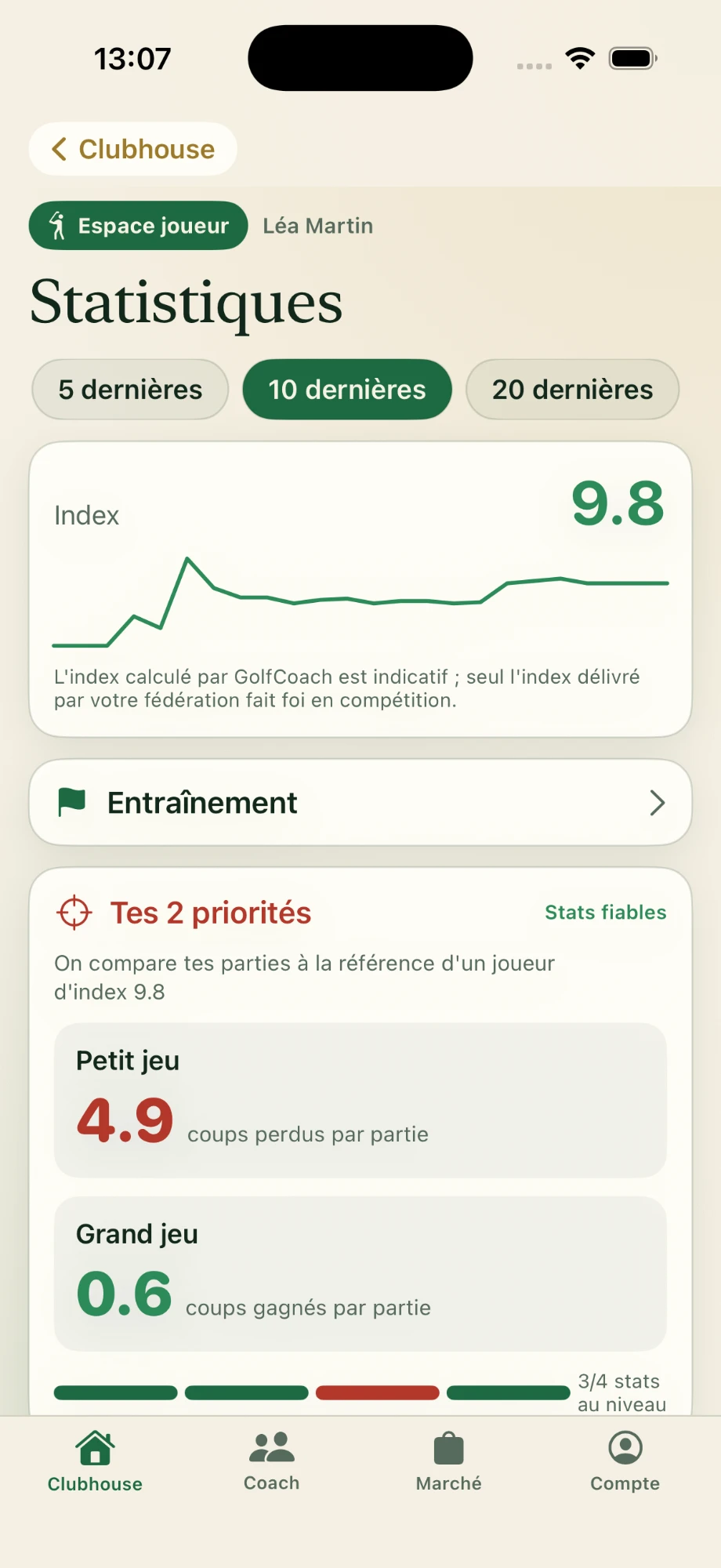 Index et strokes gained
